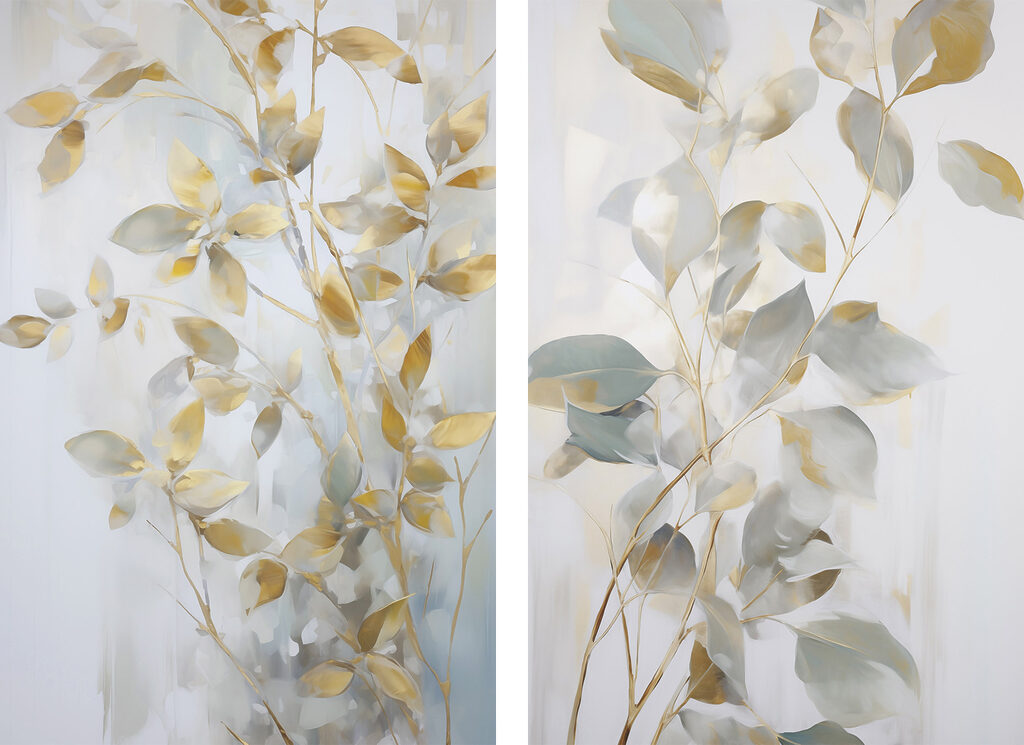 Painting of leaves on a wall