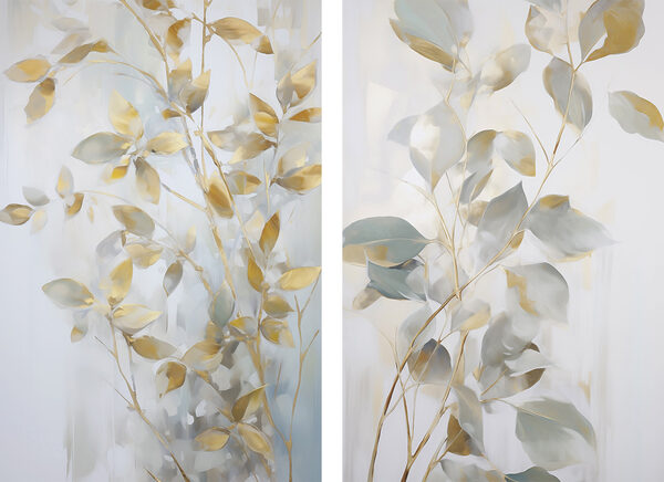Painting of leaves on a wall