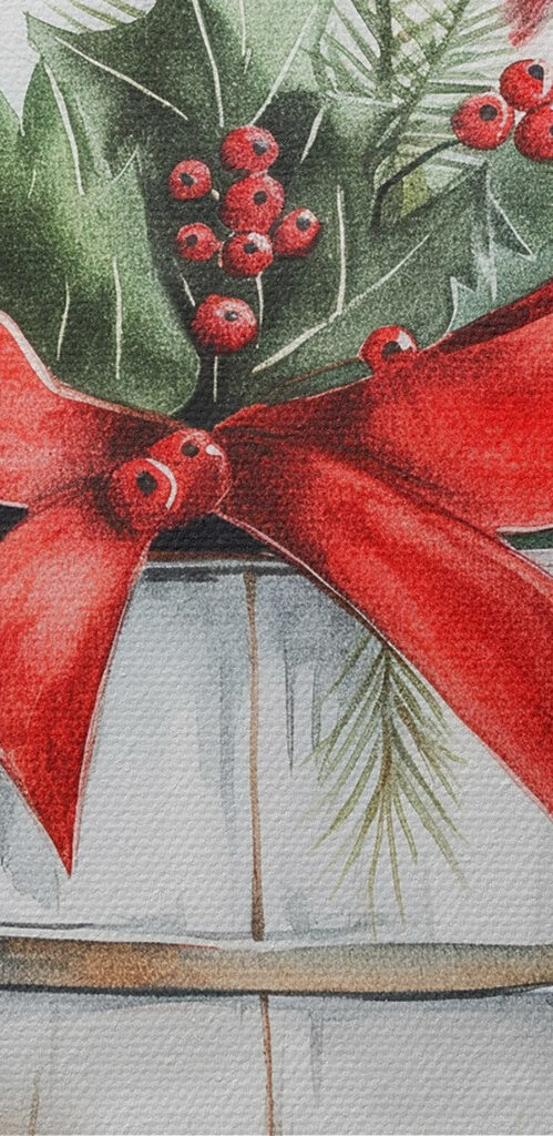 Two watercolor paintings of birds and a bucket of plants