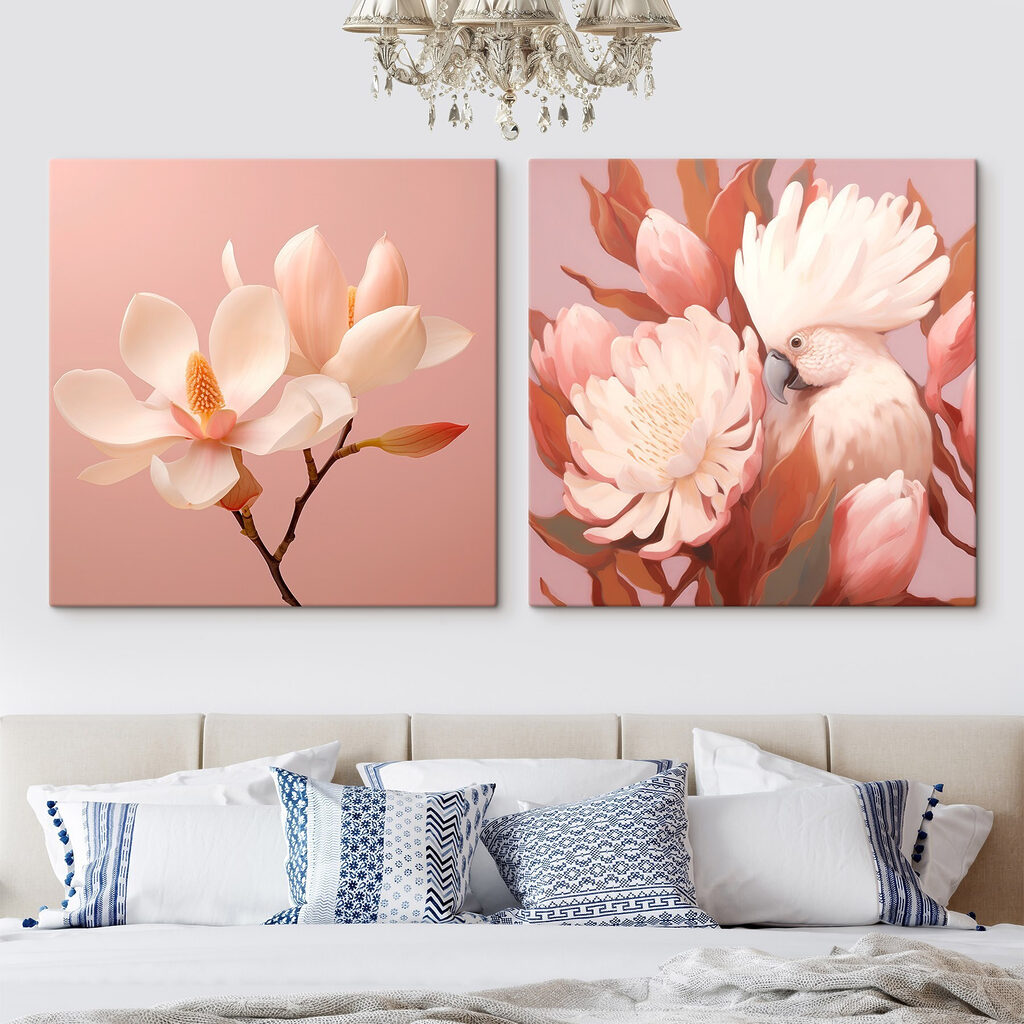 Delicate blooms and a charming bird