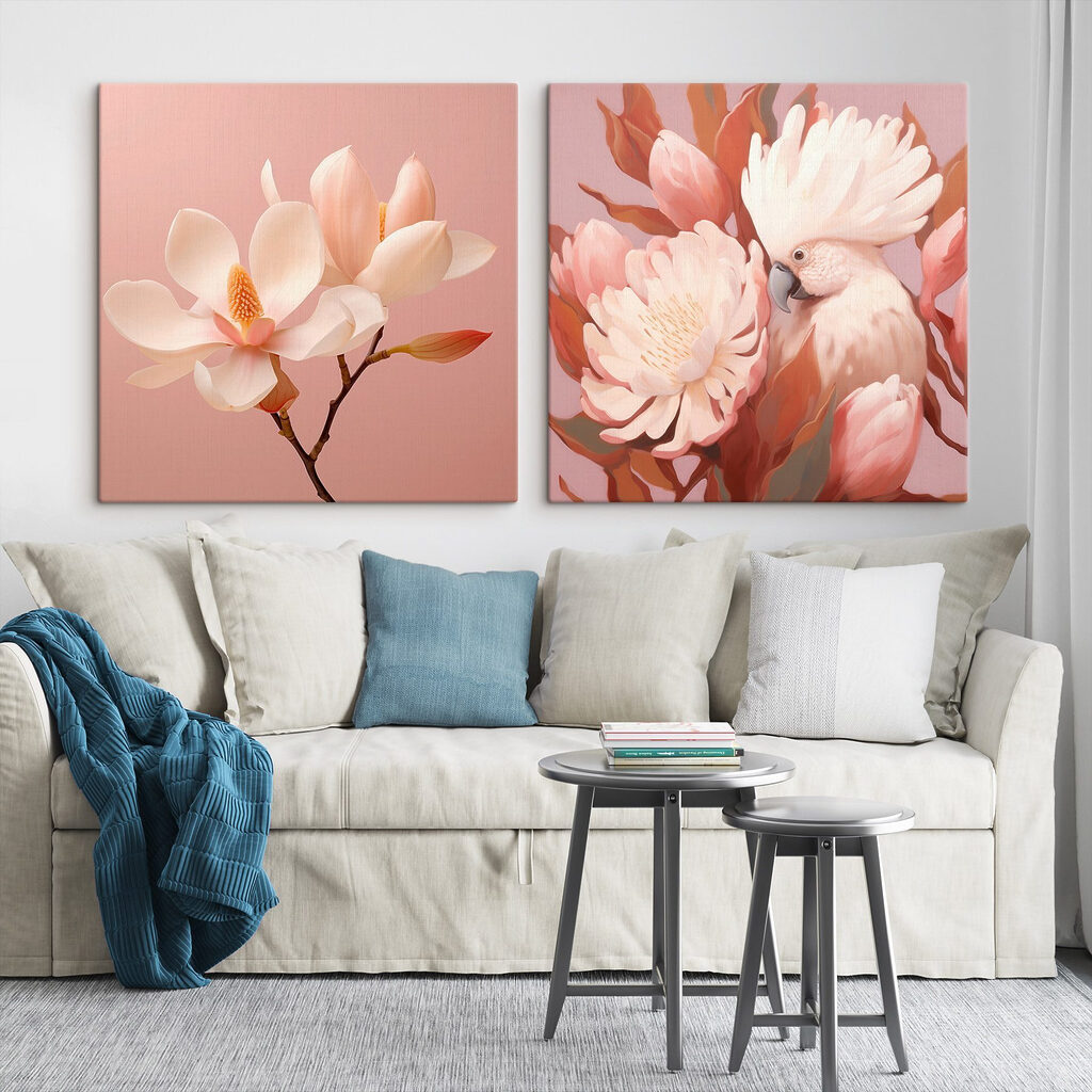 Delicate blooms and a charming bird