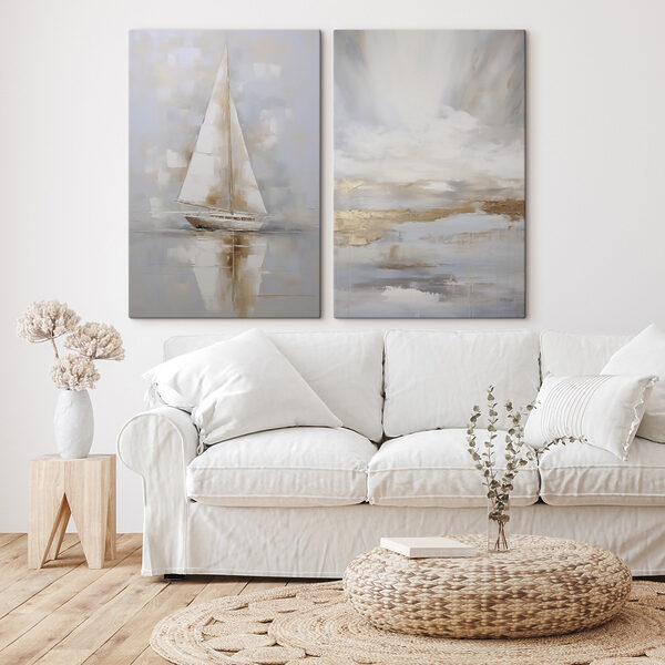 Painting of a sailboat on water