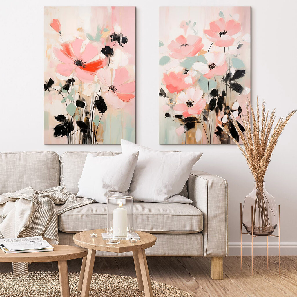 Painting of flowers on a white background