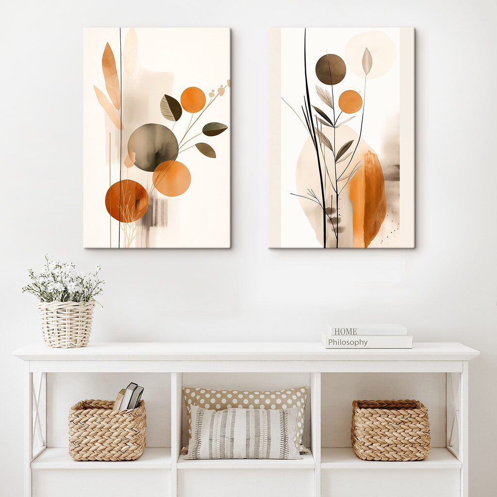 Abstract floral shapes in warm tones