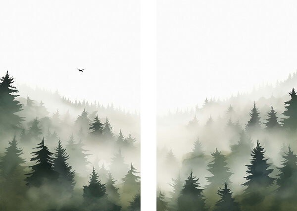 Bird flying over a forest