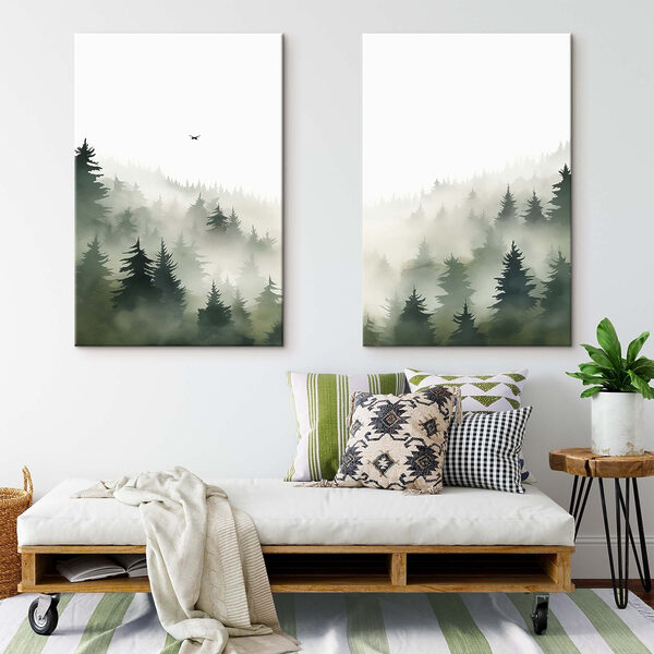 Bird flying over a forest