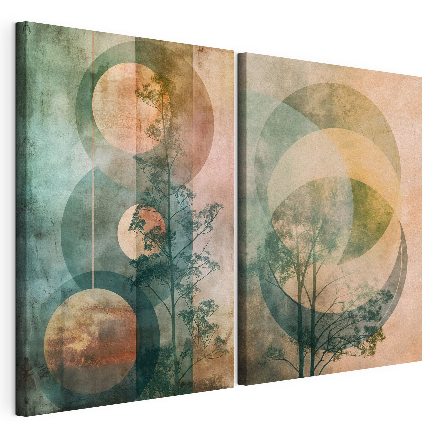 Couple of images of trees and circles