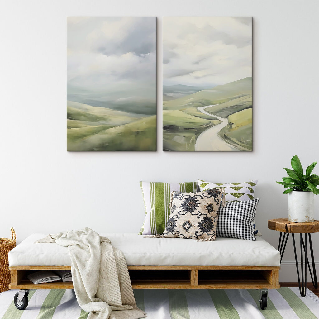 Painting of a road and a hill