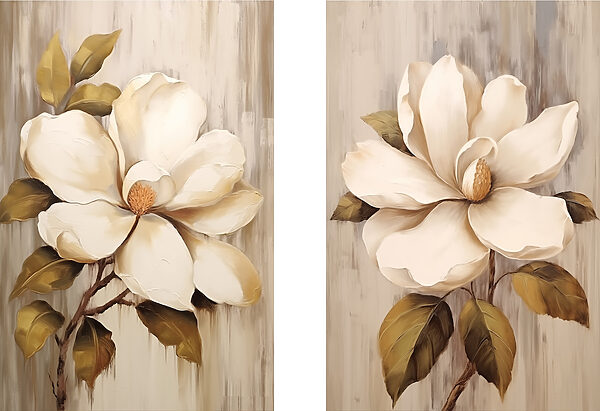 Painting of flowers on a wood surface