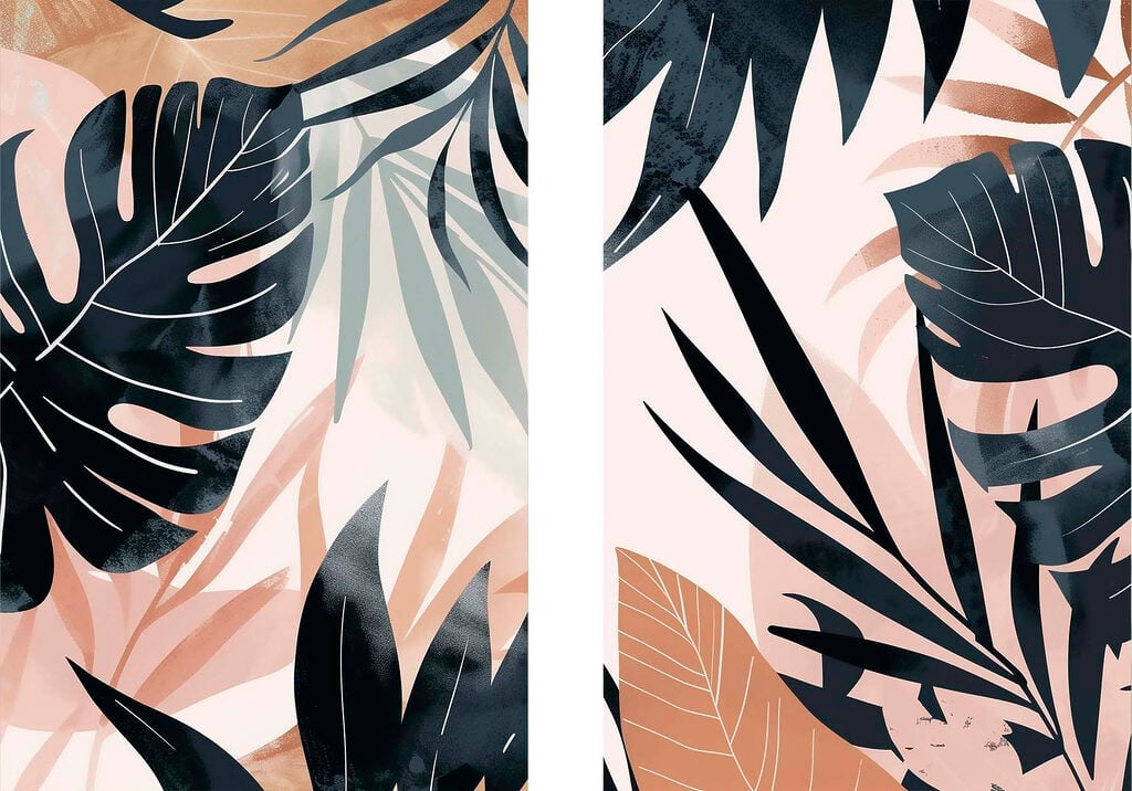 - Tropical foliage in soft colors