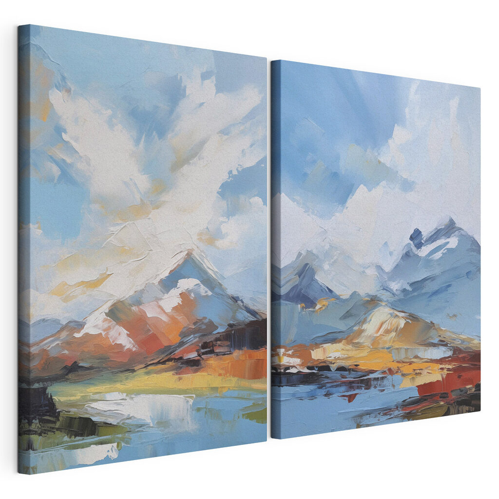Painting of mountains and water
