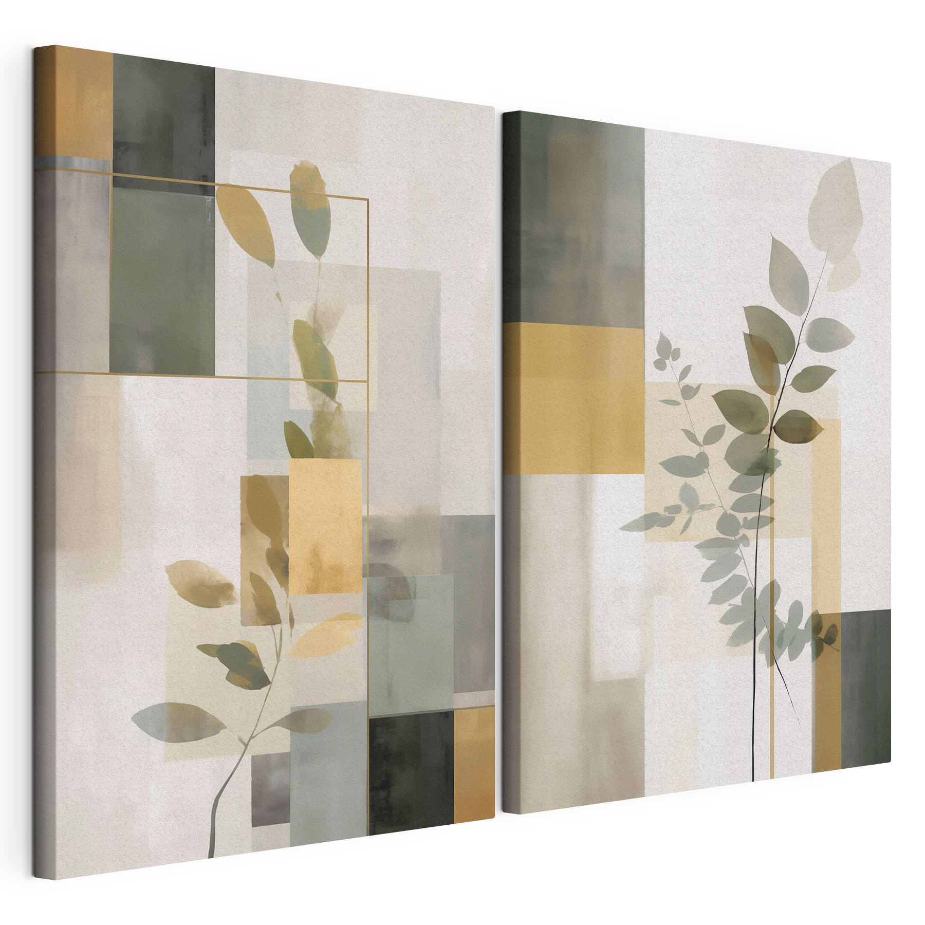 Pair of art pieces of leaves