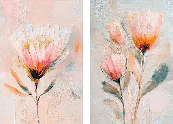 Painting of flowers on canvas