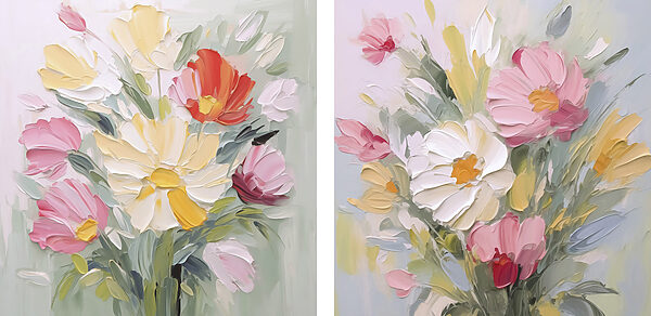 Painting of flowers on canvas