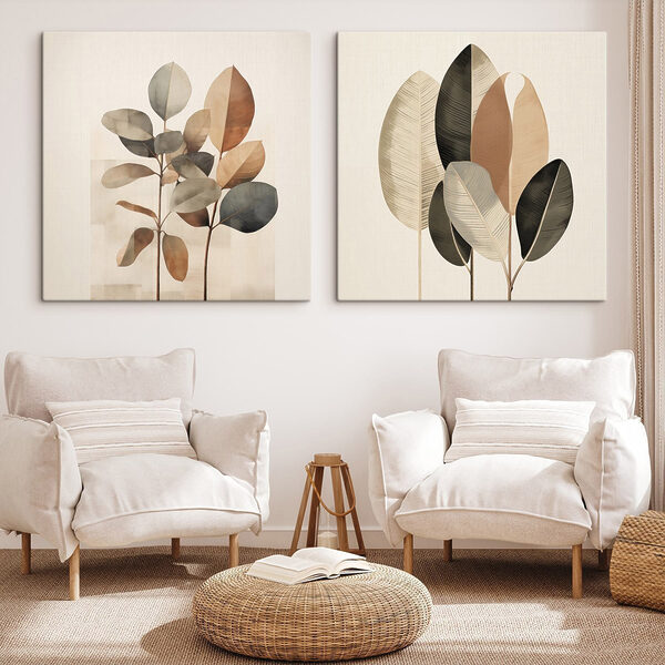 Elegant leaves in soft, muted tones