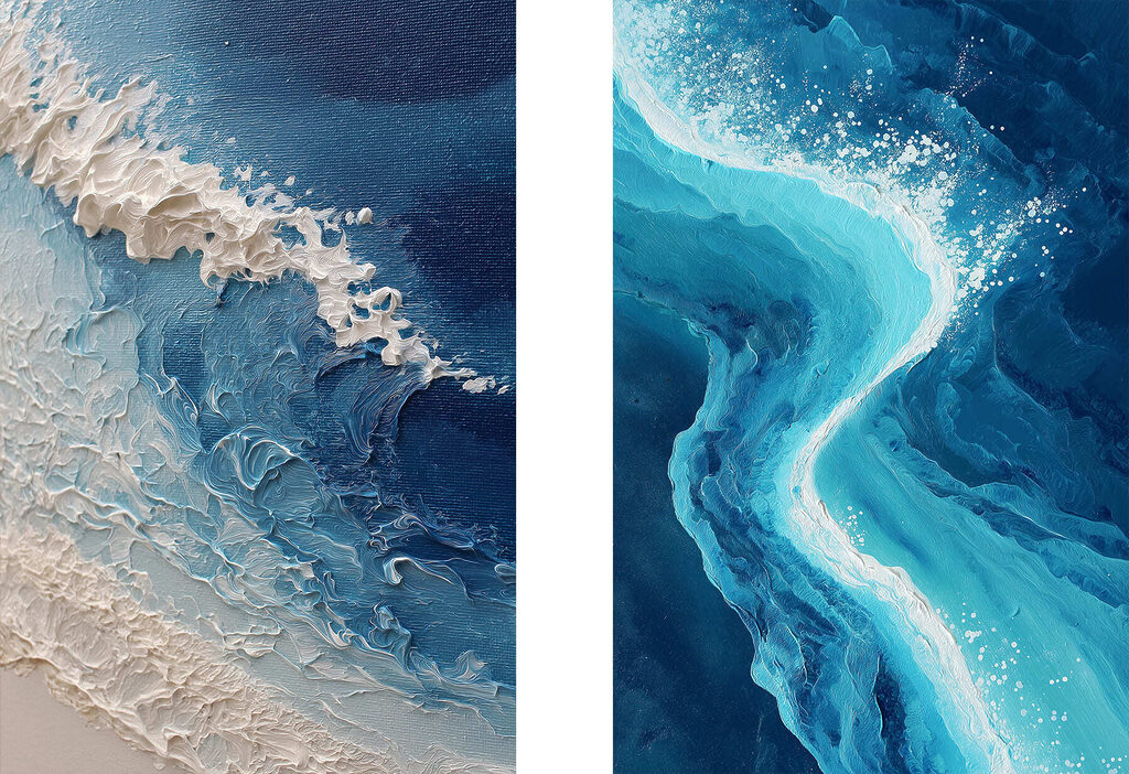 Flowing waves in serene blues