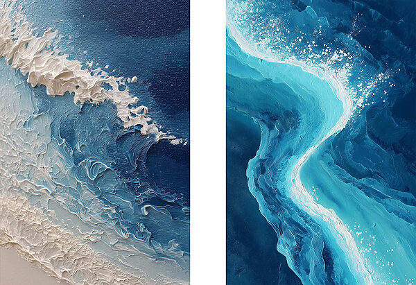 Flowing waves in serene blues