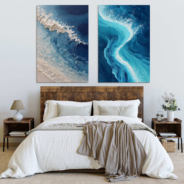 Flowing waves in serene blues