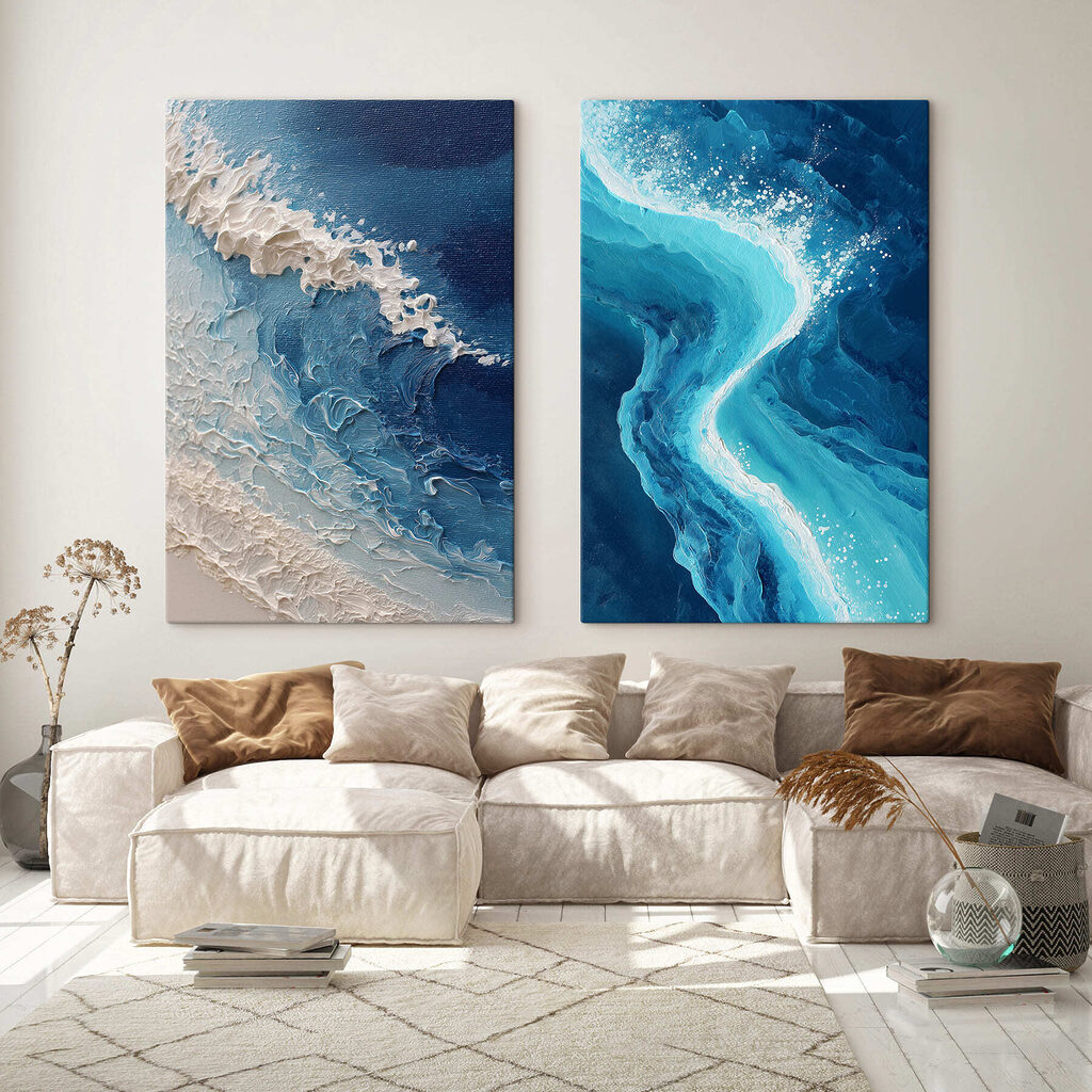 Flowing waves in serene blues