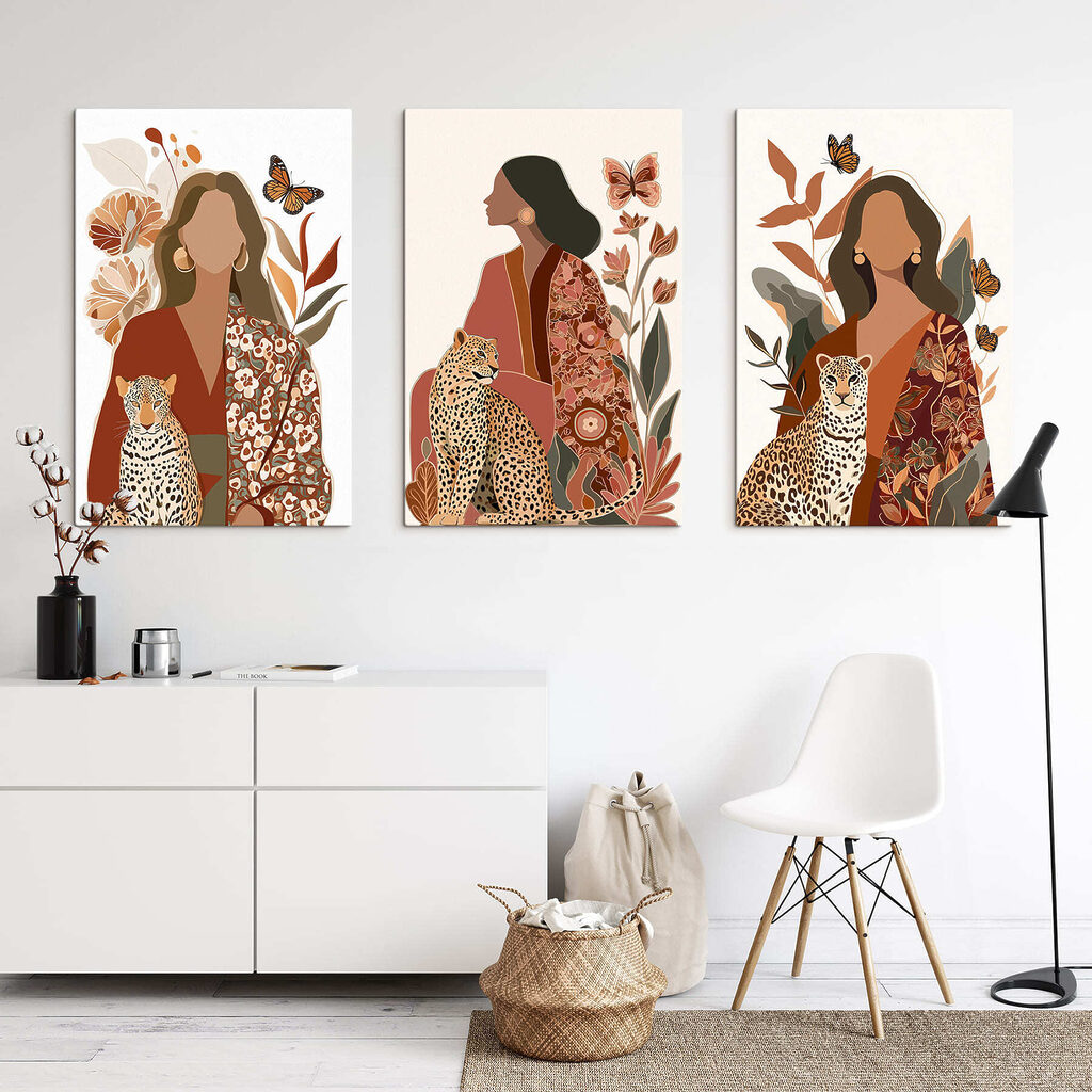 Woman sitting with a cheetah