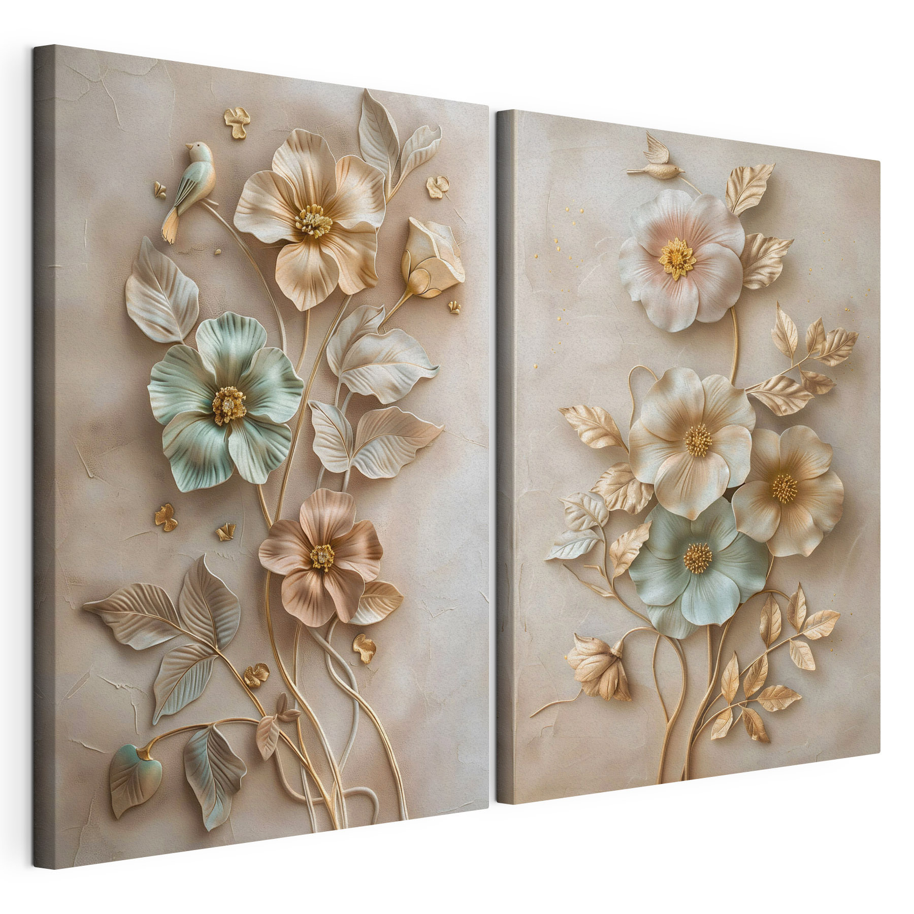 Delicate floral designs in soft hues