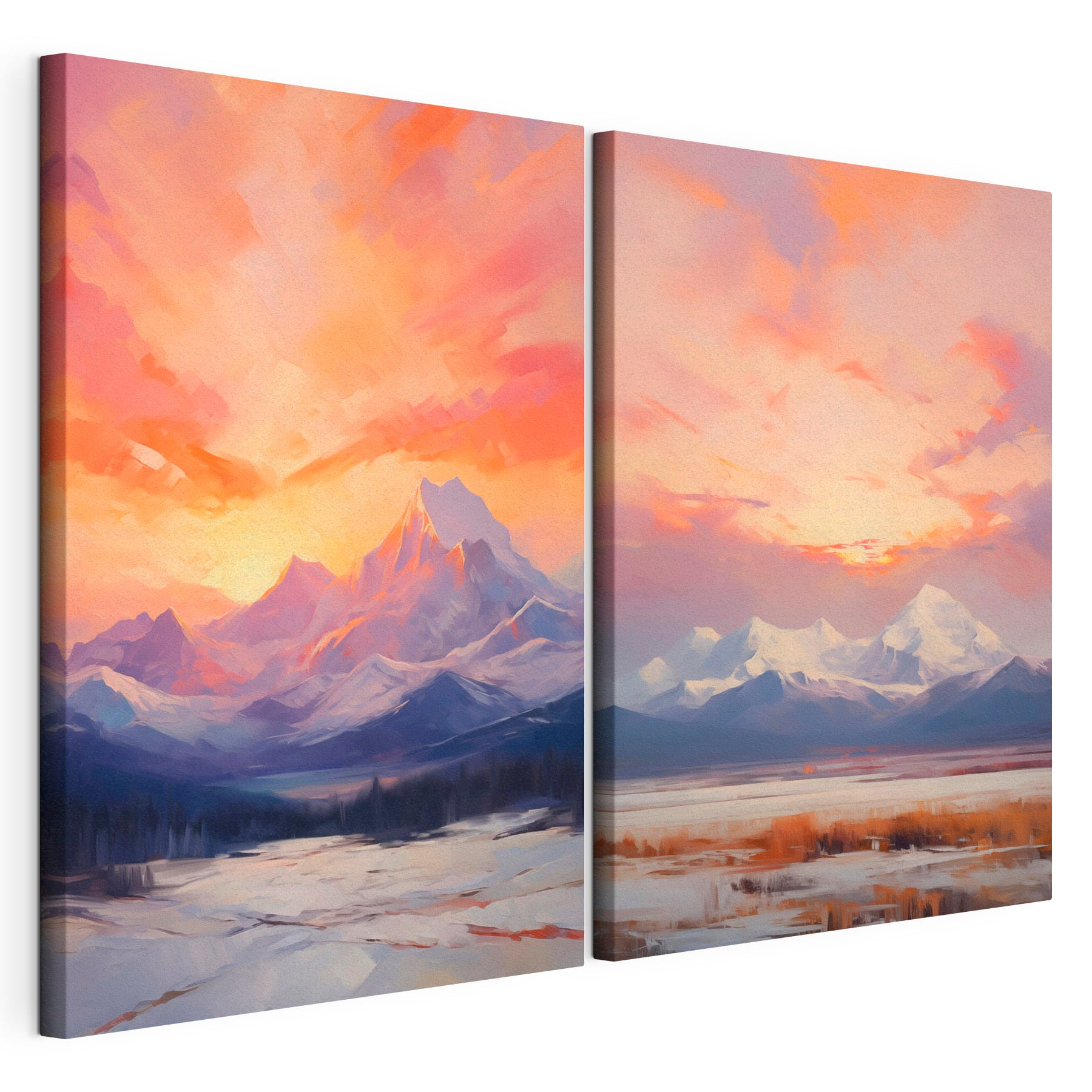 Painting of a snowy mountain range