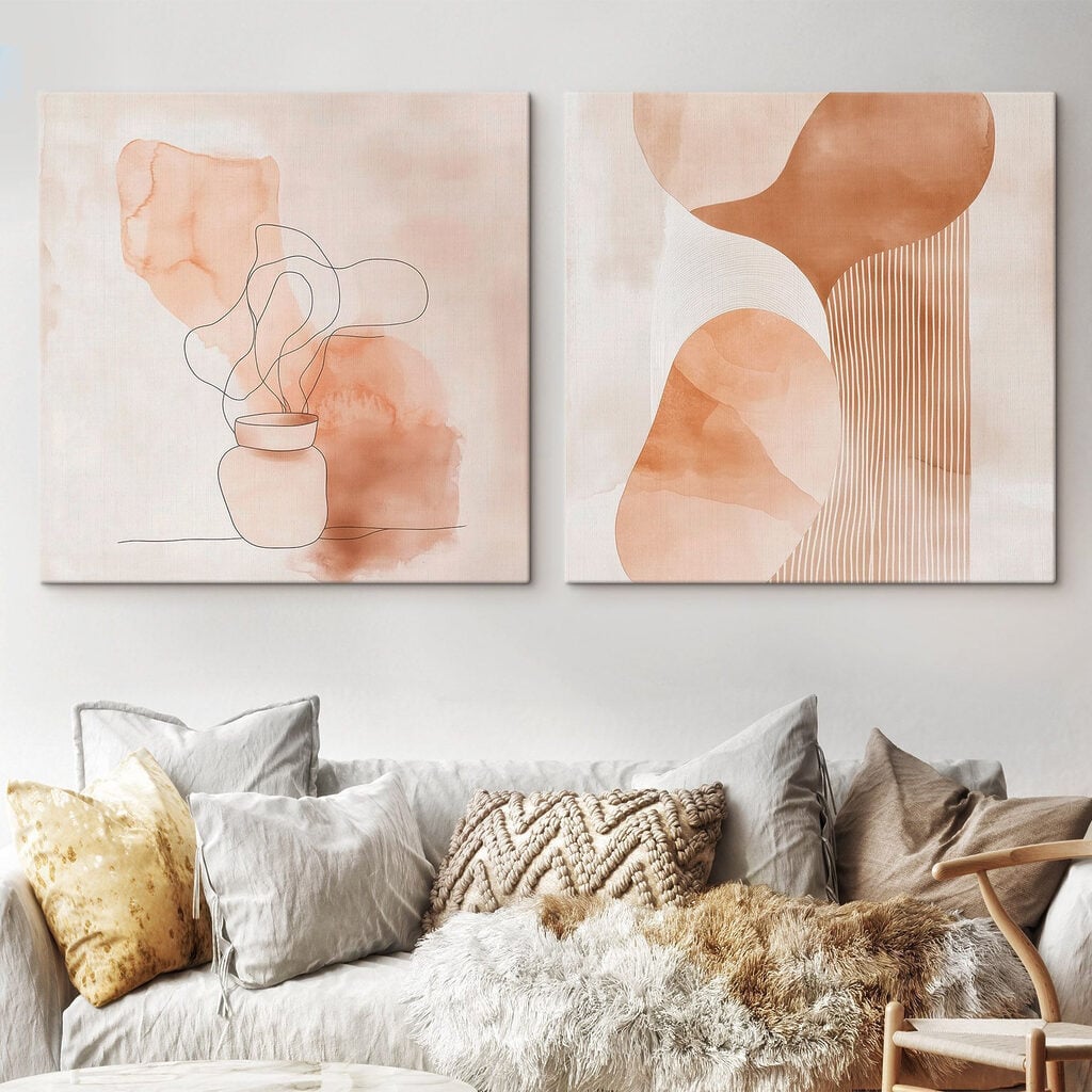 Two paintings of a vase and a vase with a light bulb