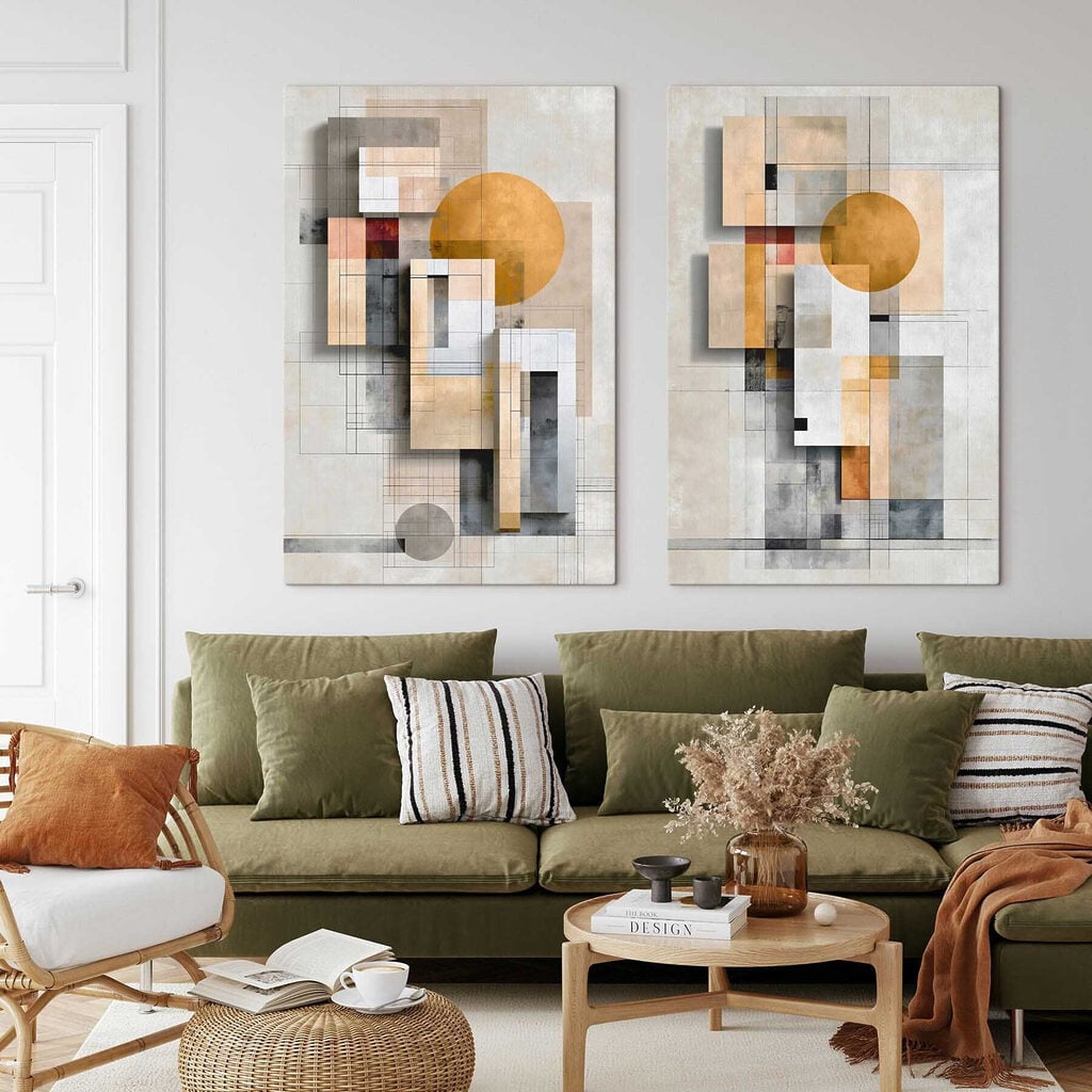 Painting of geometric shapes and circles
