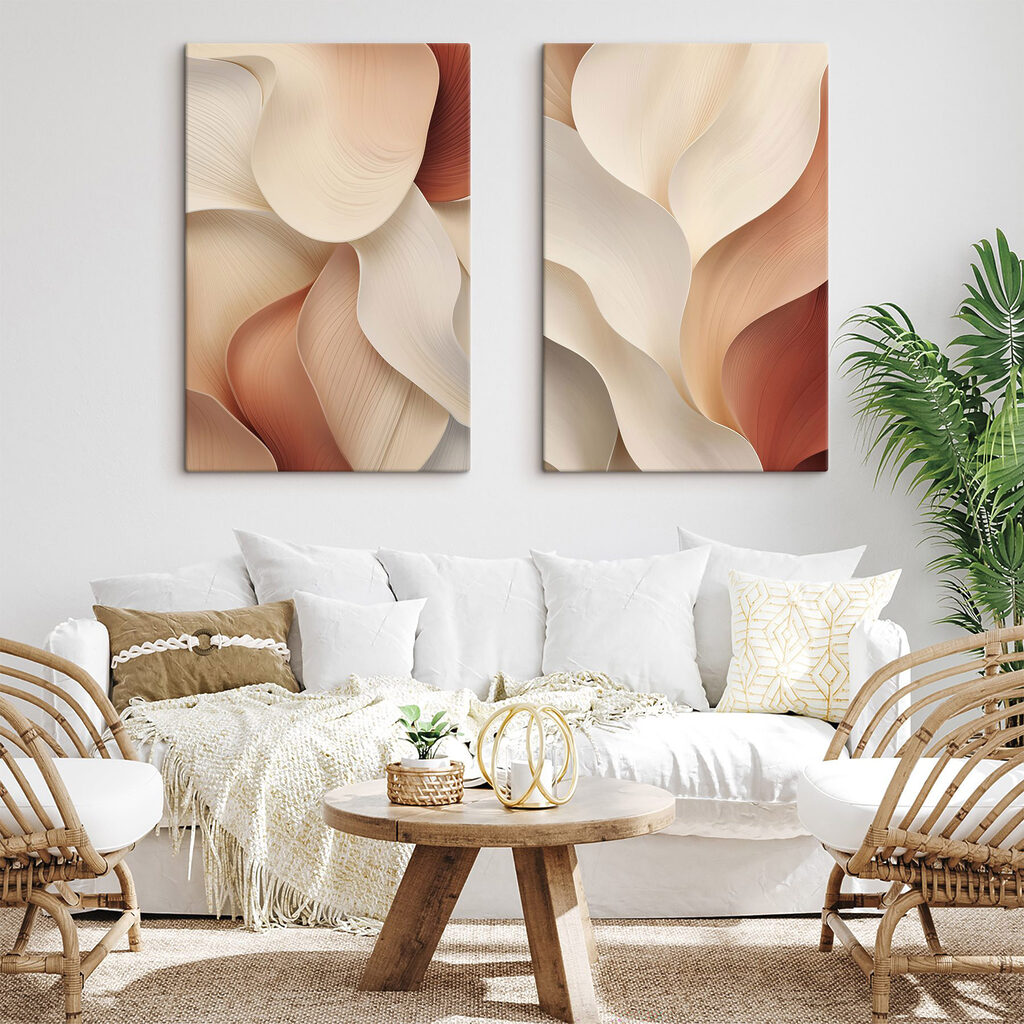 Flowing shapes in soft color palette