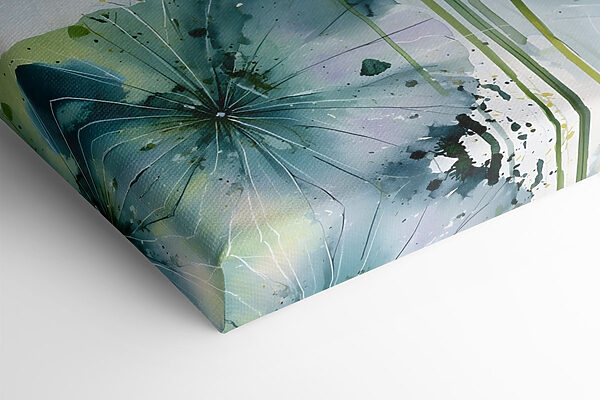 Painting of flowers with green leaves