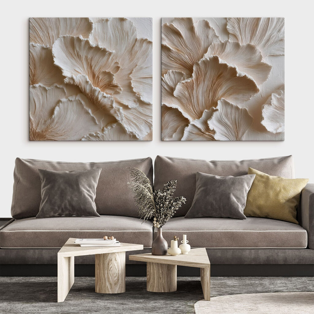 Intricate layers of cream-colored textures