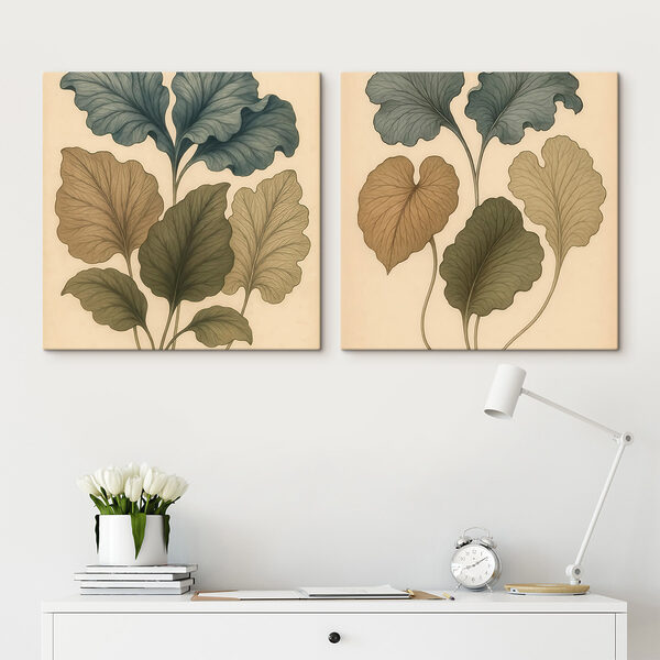 Delicate leaves in soft hues