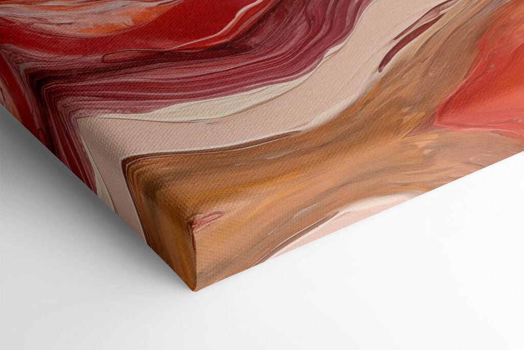 Painting of red and white waves