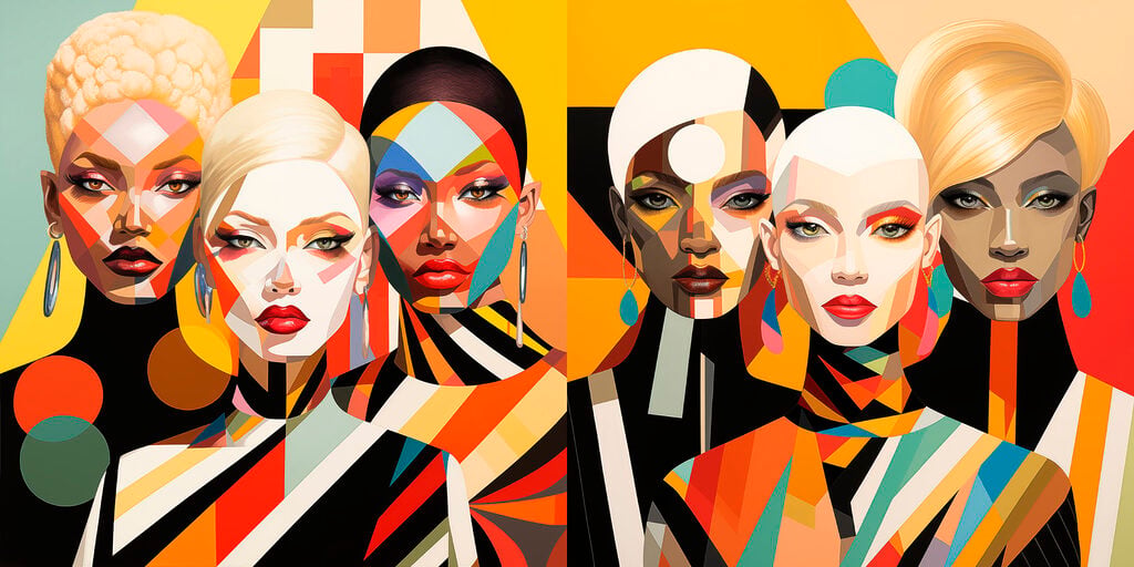 Collage of women with different colors