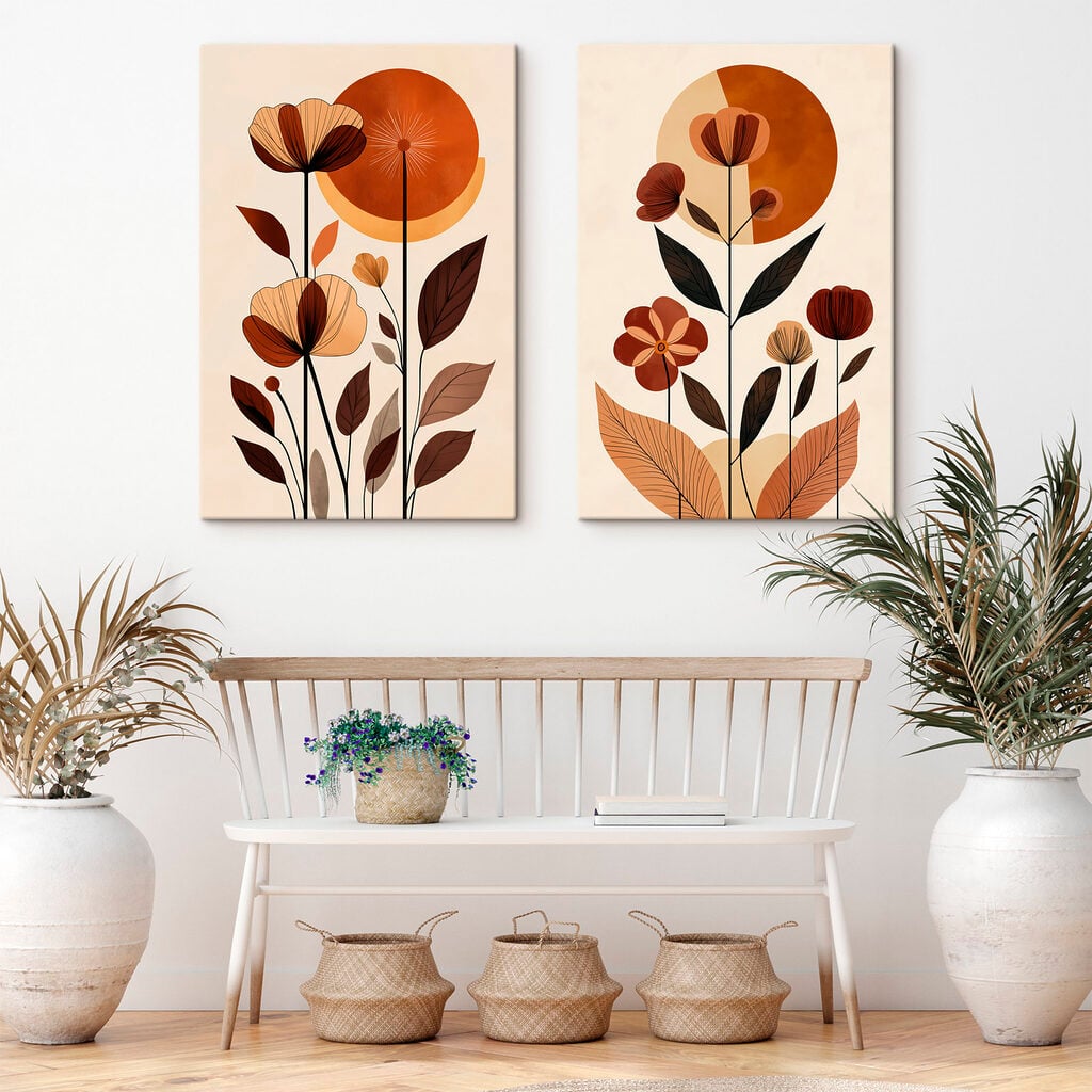 Painting of flowers and leaves