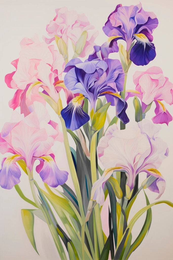 Painting of flowers on a white background Painting of flowers on a white background