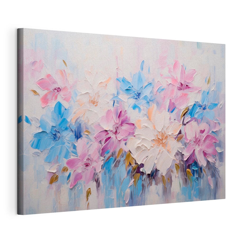 Painting of flowers on a white surface