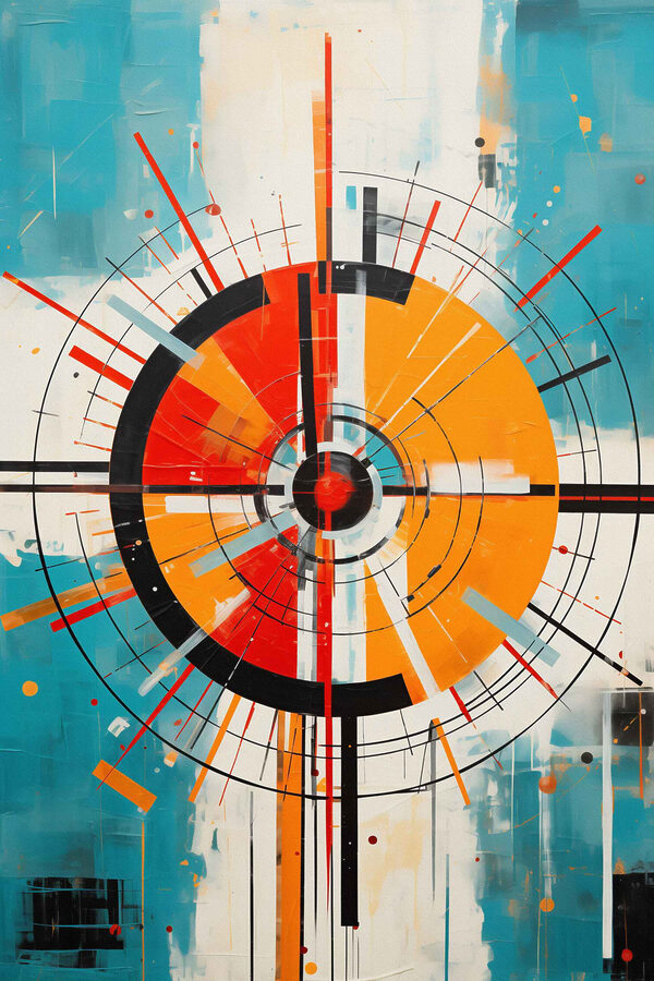 Colorful circle with lines and dots