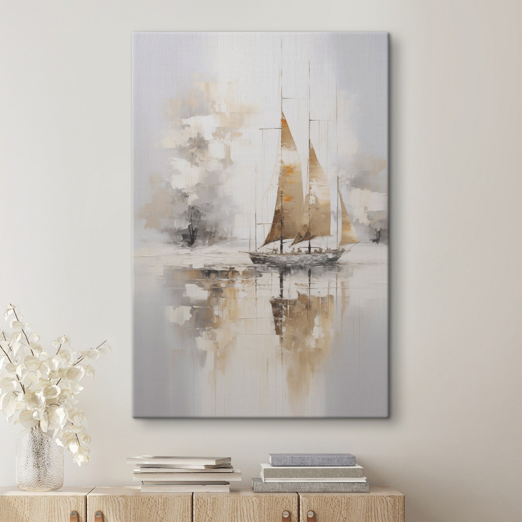 Painting of a sailboat in the water