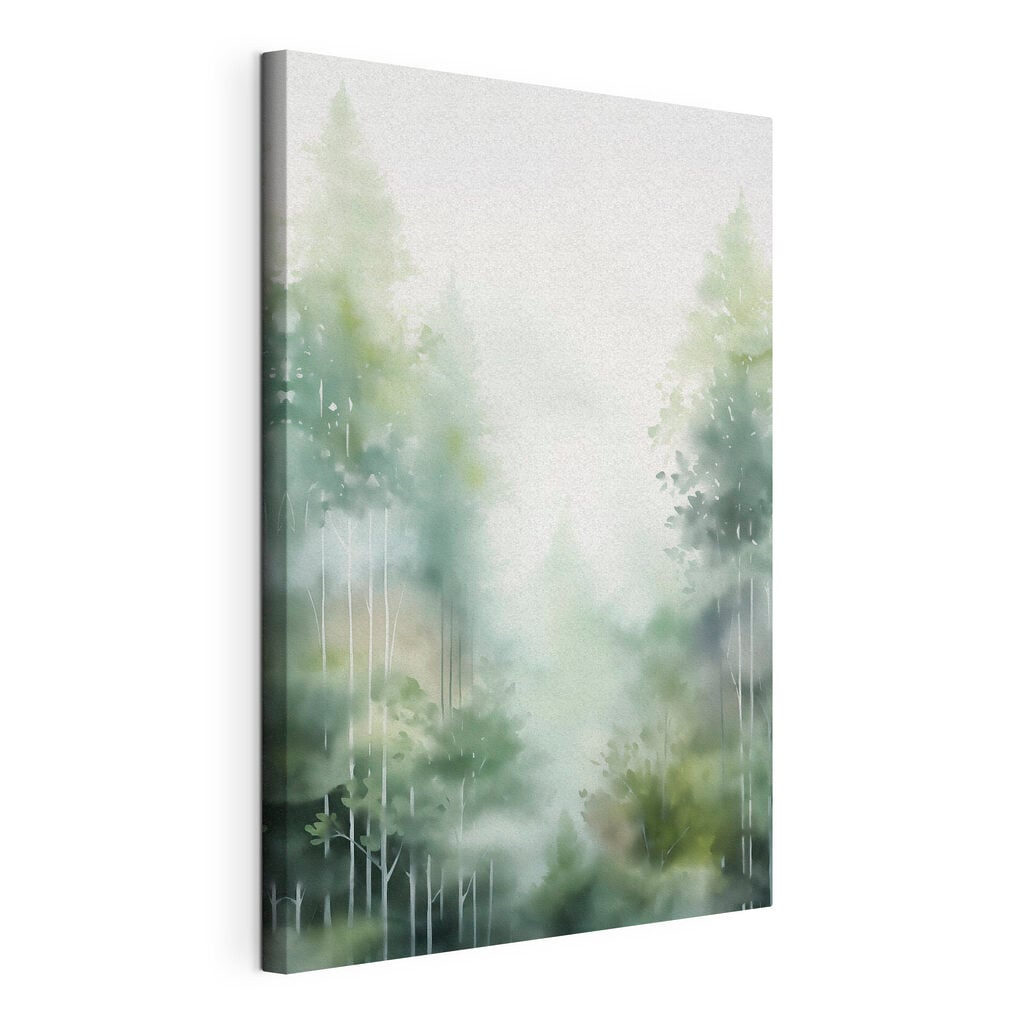 Painting of trees in the fog