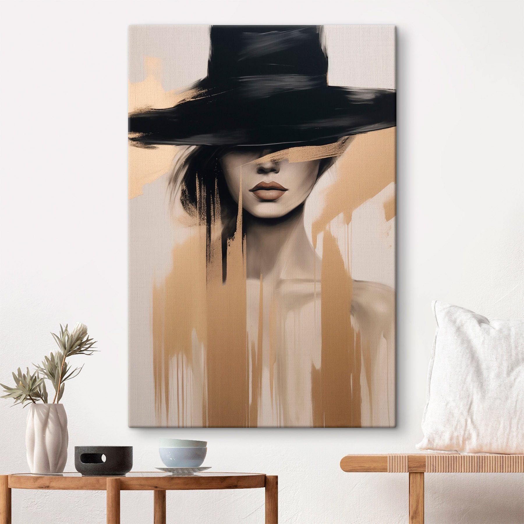 Painting of a woman with a black hat