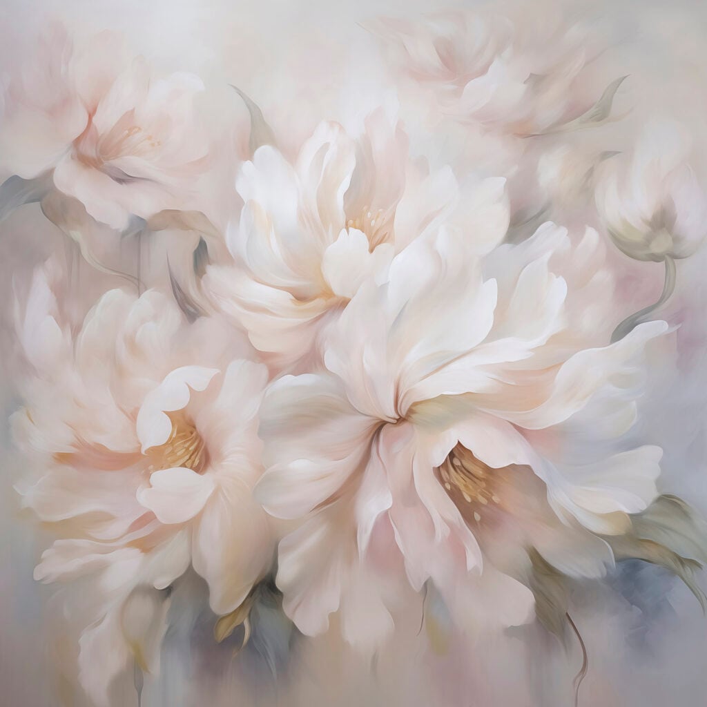 Painting of flowers on a white background