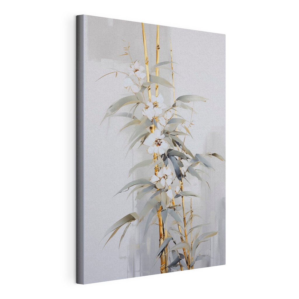 Painting of a plant with white flowers