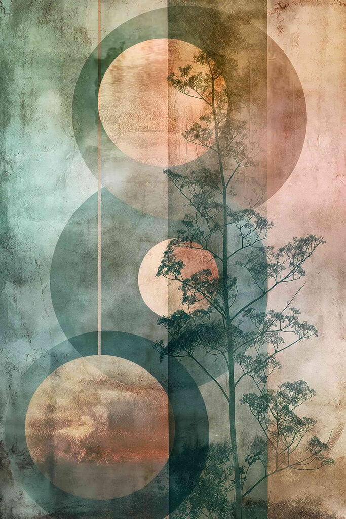Tree and circles on a wall