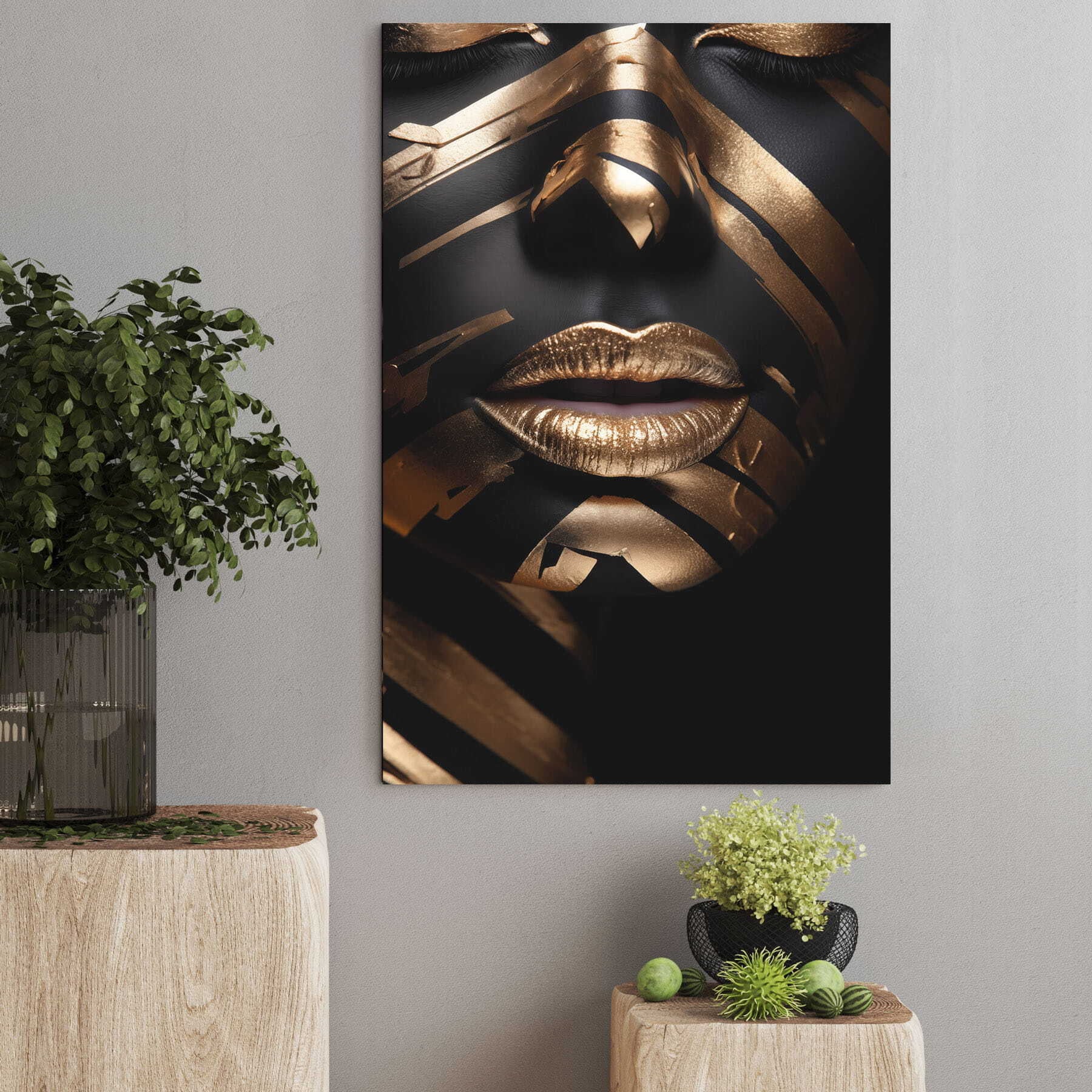 - Striking face art and bold lines