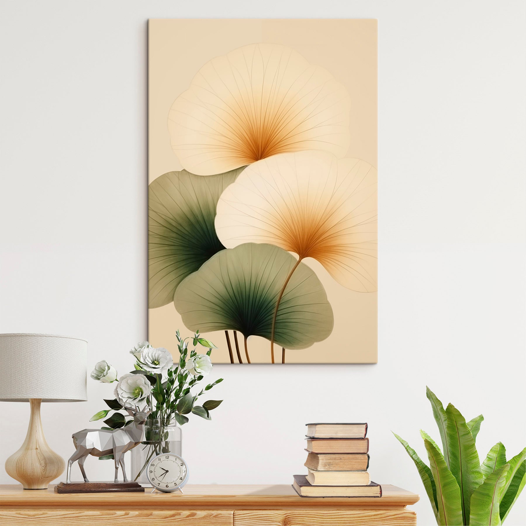 Delicate leaves, soft earth tones