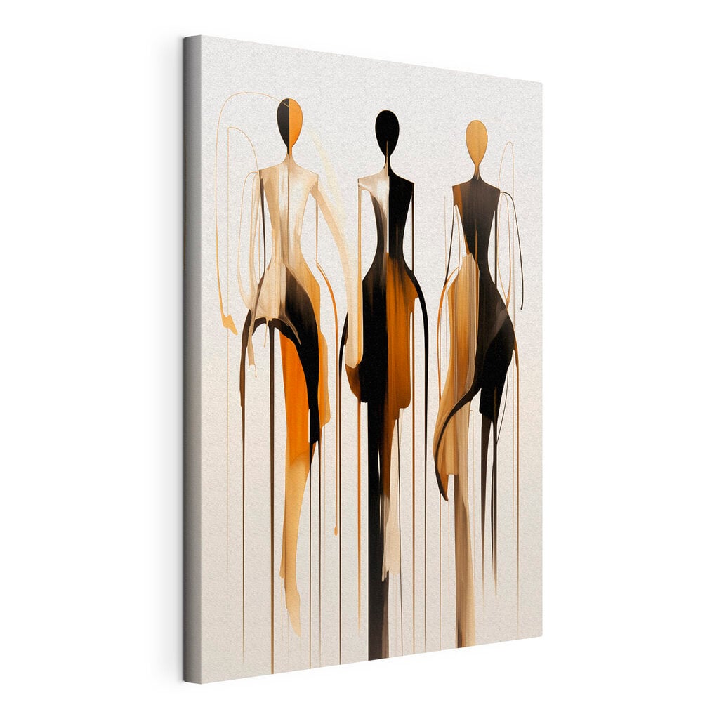Group of mannequins with flowing paint