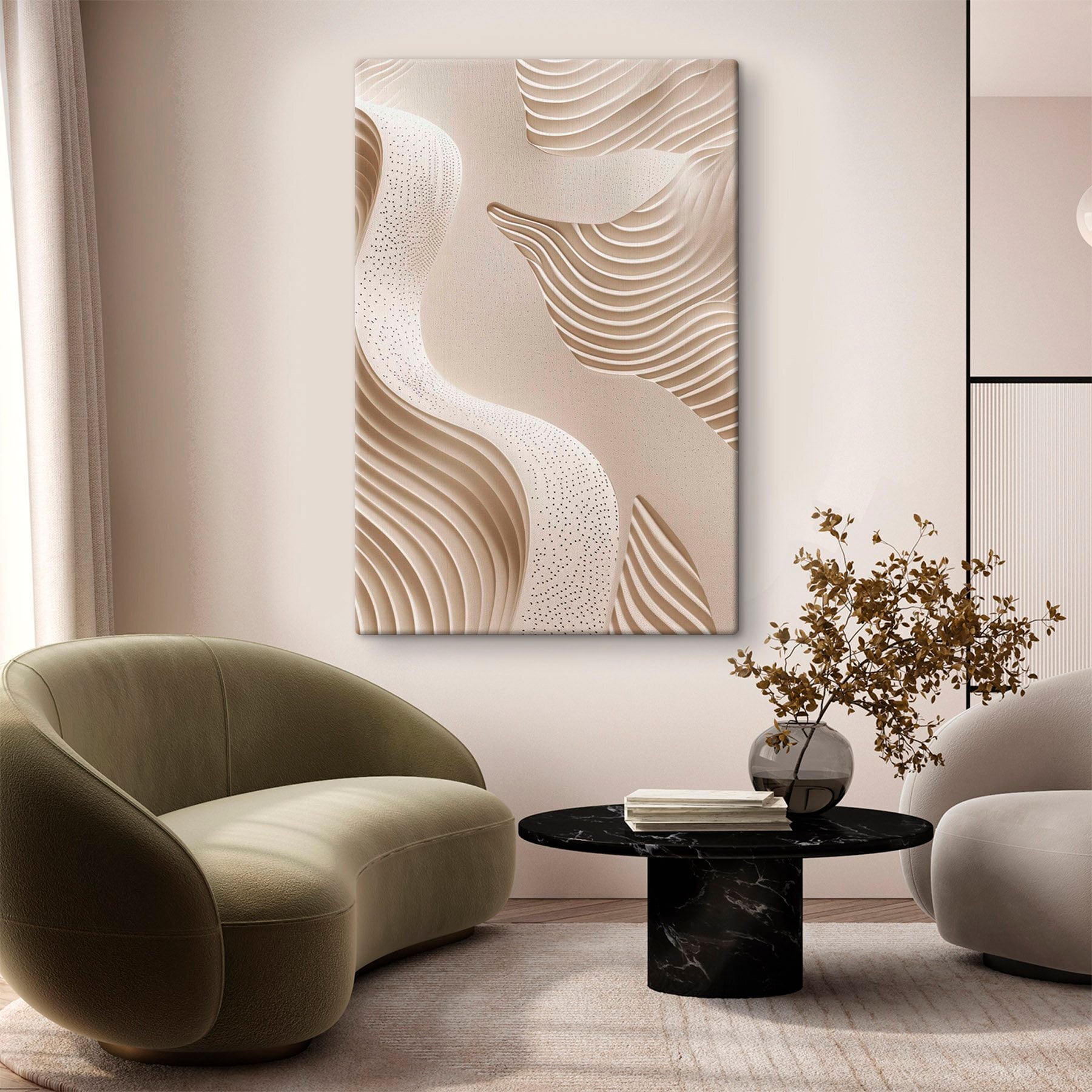 White and brown surface with wavy lines