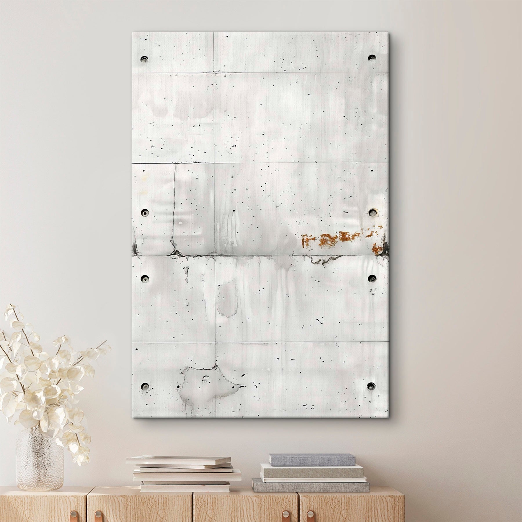 White wall with holes in it