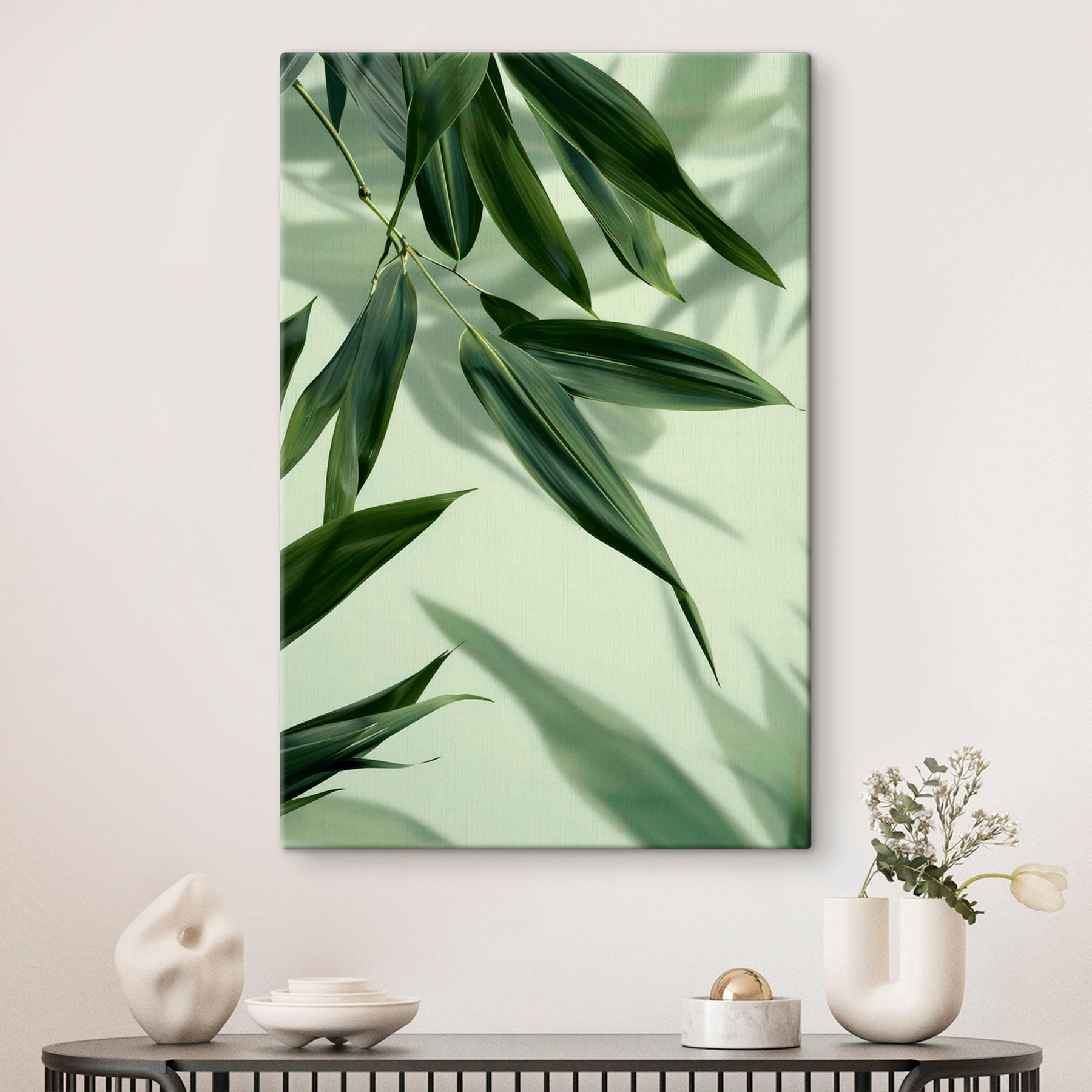 Lush leaves against soft backdrop